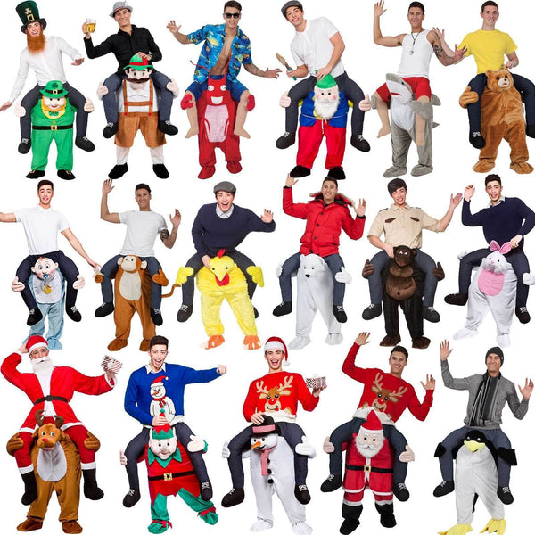 Erwachsene Halloween Cosplay Kostüme Männer Frauen Ride on Me Maskottchen Carry Back Lustige Tierhose Gefälschtes Bein Weihnachtsfeier Leistung