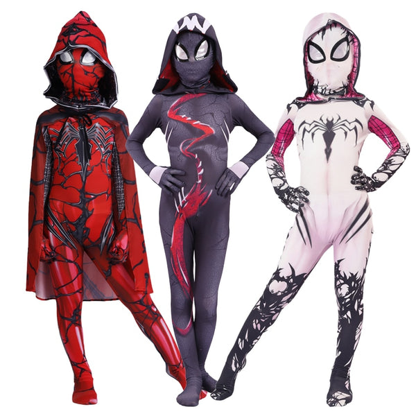 3D Print Spider Gwenen Stacycy Spandex Lycra Zentai Costume for Halloween Cosplay Female Spider Suit for  Kids Costumes
