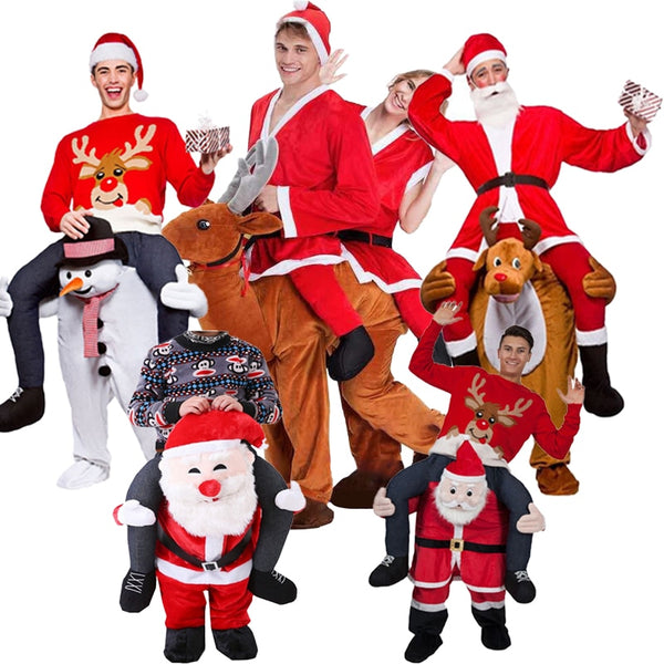 Weihnachten Cosplay Kostüm Weihnachtsmann Gefälschte Beine Magische Hose Frau Männer Neuheit Spoof Ride On Rentierhose Halloween-Kostüm