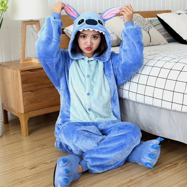 Panda Onesies Unisex Winter Stitch Unicorn Onesies Women Men Nightwear Anime Costumes Adults Flannel Sleepwear Pajamas