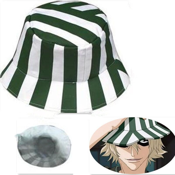 Bleach Urahara Kisuke Cosplay Hat Dome Green and White Striped Summer Cool Hats Watermelon Cap