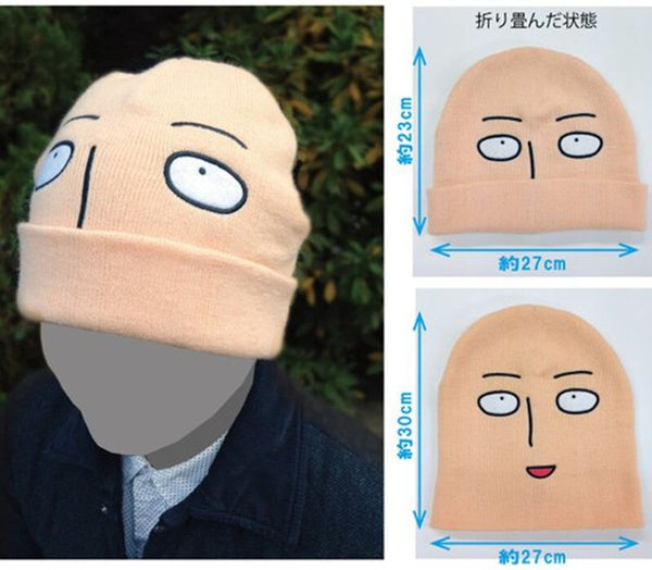 2021 Japanischer Anime Cosplay One Punch Man Hut Saitama rasierter Kopf Stil Winter Warme Wollmütze Halloween Hüte und Mützen