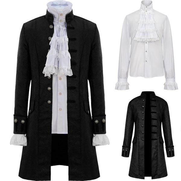 Herren Steampunk Trenchcoat / Hemd Vintage Prinz Mantel Mittelalter Renaissance Jacke Viktorianisch Edwardian Cosplay Kostüm