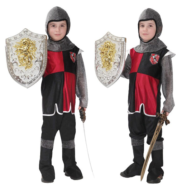 Halloween Roman Royal Knight Warrior Mittelalterliches Cosplay Kostüm für Jungen Mädchen Karneval Europäischer Soldat Umhang