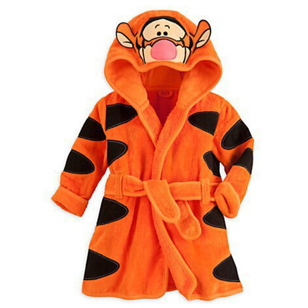 Kids New Year Tiger Coral Fleece Bathrobe Cosplay Sleepwear Pajams Bath Robe Costume