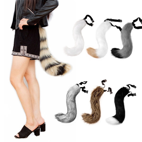 7 Colors JUNBOON Cute and Ajustable Faux Fur Cat Fox Wolf Tail for Adult/Teen Carnival Halloween Party Christmas Cosplay Costume