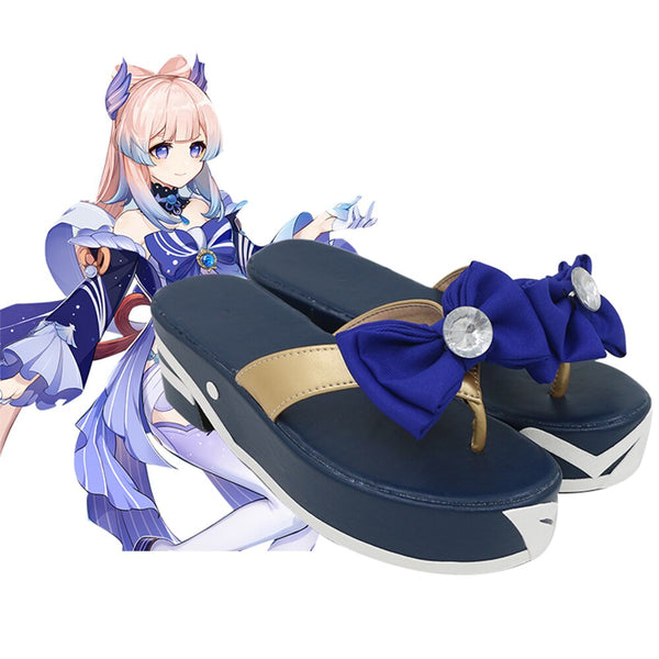 Game Genshing and Impacts Cosplay Shoes Sangonomiyaya Kokomimi Pearls of a Wisdoms Cosplay Shoes Halloween Party Daily Leisure Shoes Boots