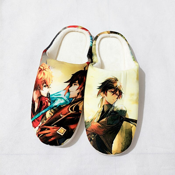 Game Genshinin and Impacts Zhongli Cosplay Slippers Warm Winter Shoes Cartoon Cute Boots Home Indoor For Men Women Boys Girls