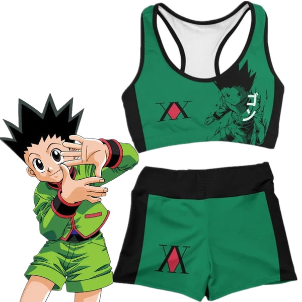 Anime x Hunter Cosplay Costume GON FREECSS Gym Sport Workout Running Short Bra Yoga Suit Tracksuit Fitness