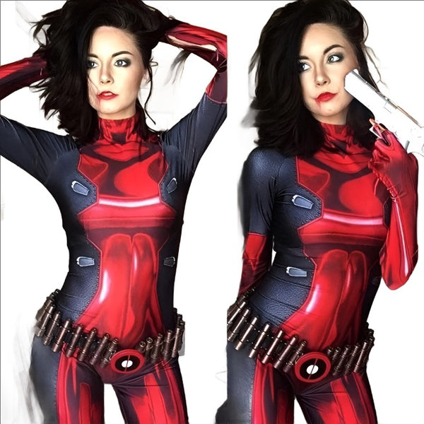 Adults Kids Lady Deadpool Cosplay Costumes Woman Zentai Catsuit Girls Bodysuit