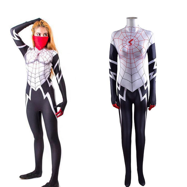 Erstaunliche Frauen Cindy Moon Seide Cosplay Kostüm Superheld Zentai Bodysuit Anzug Overalls Halloween Kostüm für Mädchen/Frauen/Frauen