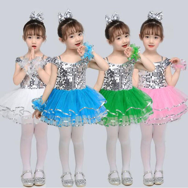 Modern kids dance costumes for kids sequins tutu dance dress for girls salsa dancing dress for girls dance wear Outfits