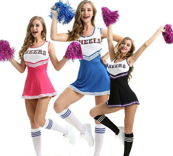 Hot Ladies Women Girl Cheerleader  Full Outfits Fancy Dance Dress Outfit Uniform High School Costume
