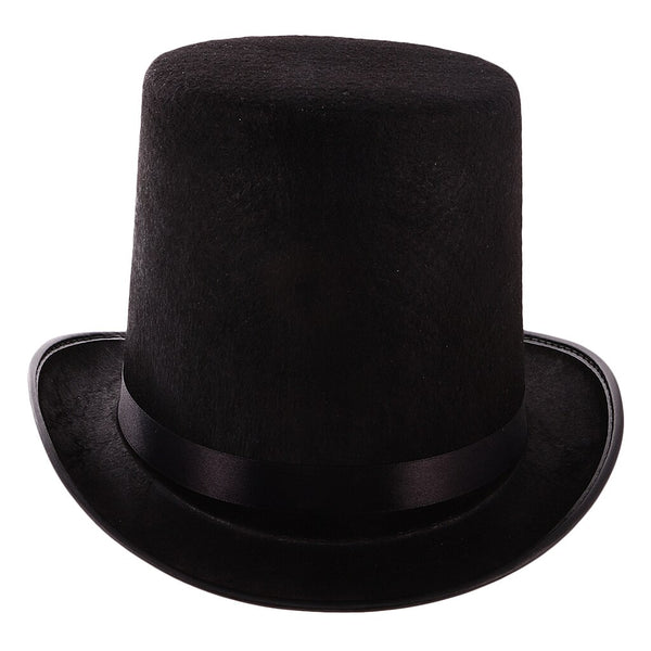 2021 NEW Black Polyester Felt Satin Top Hat Magician Hat - Ringmaster Hat Party Costume Accessories One Size Fits Most Adult