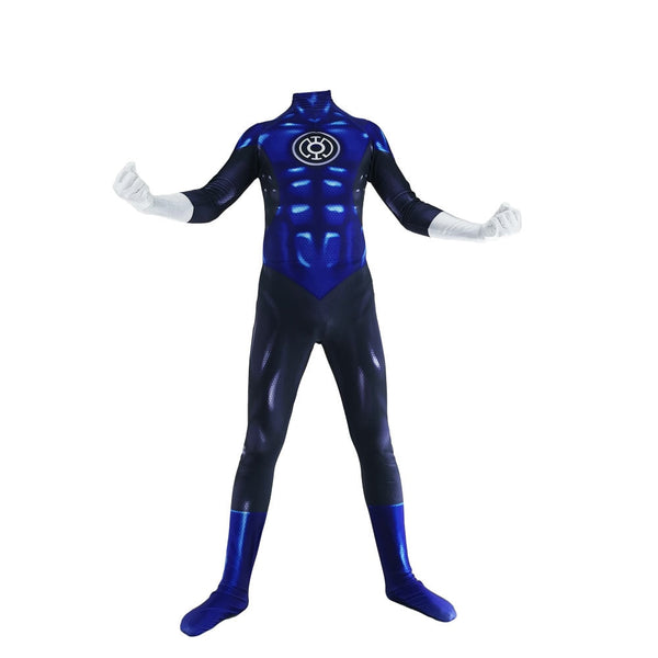 Blue Lantern Corps Cosplay Costume Superhero Zentai Suit Men Boys Male Halloween Bodysuit Adults Kids
