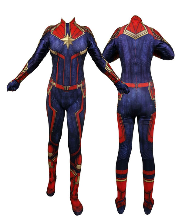 3D Print Carol Danvers Cosplay Costume Female Superhero Zentai Suit Woman Girls Halloween Bodysuit Adults Kids