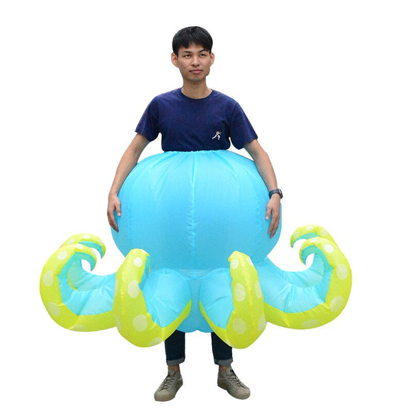 Hellblauer Halbkörper Octopus Aufblasbares Kostüm Erwachsener Anime Cosplay Lustiges Kostüm Requisiten Aufgeblasene Kleidung Maskottchen Cartoon Anzug