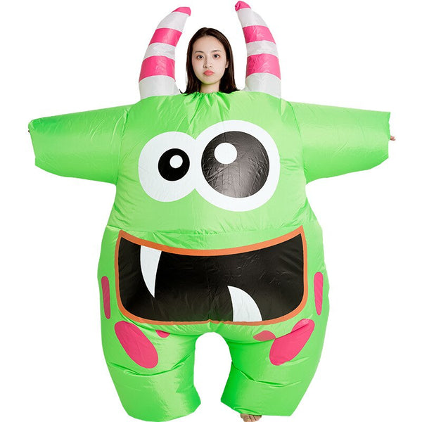 Erwachsene lustige Leistung aufblasbare Kleidung Cartoon aufgeblasenes grünes Monster Puppe Anime Cosplay Halloween Party Kostüm