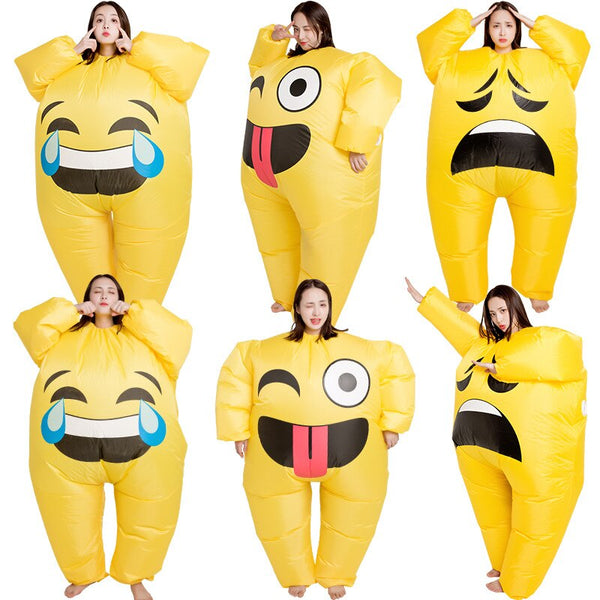 Funny Inflatable Clothing Adult Smiling Face Crying Expression Garment Fat Doll Props Cartoon Anime Cosplay Halloween Costume