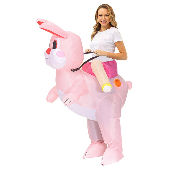 Erwachsene Kinder Pink Bunny Rabbit Aufblasbares Kostüm Maskottchen Leistung Kleidung Halloween Party Karneval Cosplay Kostüme