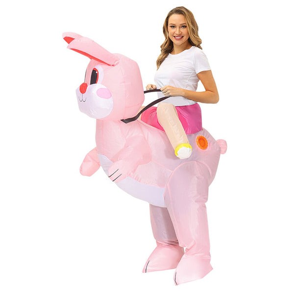Adult Kids Pink Bunnys a Rabbit Inflatable Costume Mascot Performance Clothes Halloween Party Carnival Cosplay Costumes