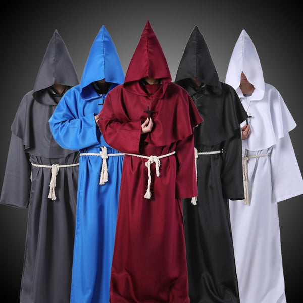 Zaubererkostüm Halloween Cosplay Mittelalterlicher Mönch Friar Robe Priester Kostüm Alte Kleidung Christian Anzug