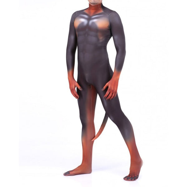 Leopard Print Catsuit Character Cosplay Costumes Halloween Men Bodysuit Fancy Dress Zentai with Tail