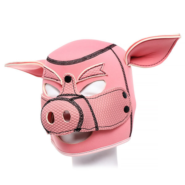 Pink Padded Latex Rubber Role Play Pig Mask Hood Cosplay Full Head With Ears Sex Toys For Woman Couples Men