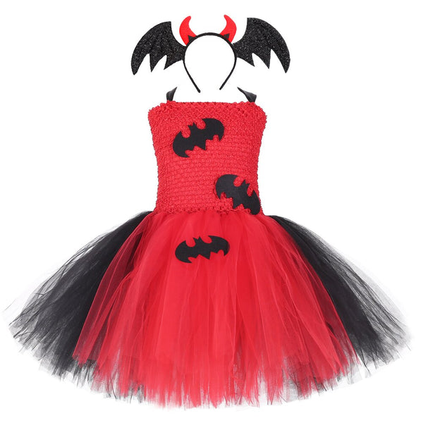 1-12Y Halloween Costumes for Kids Vampire Bat Tutu Dress Girl Toddler Vampirina Cosplay Costume for Child Birthday Party Dresses