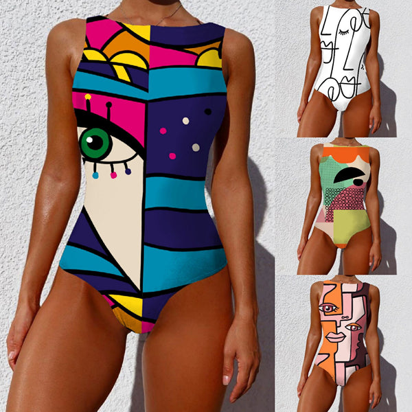 Sexy Print One-Piece 2021 Swimsuit Closed Large Size Swimwear Push Up Women Flower Vintage Body Swim Beach Pool Bathing Suit