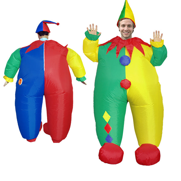 Red Green Yellow Clown Inflatable Garment Halloween Carnival Cosplay Costume Adult Funny Clown Inflatable Suit Weird Clothes