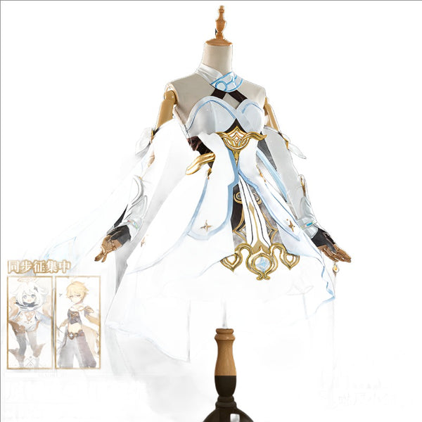 Anime Game Genshin Impact Traveler Lumine Battle Uniform Daily Lolita Shiny Dress Cosplay Costume Halloween