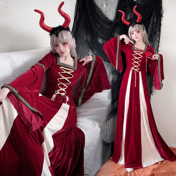 Halloween Cosplay Little Devil Dress Medieval Masqueradevintage Court Evening Party Dress Fashion Cross Carnival Party Costumes