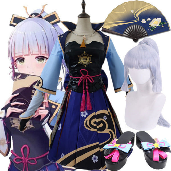 Genshing Impacts Ayakaka Kamisatoto Cosplay Anime Game Genshinin Impact Costume Women Party Halloween Wig Shoes Girl Chinese Fan Dress