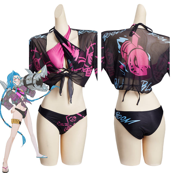 Arcanene LoLs Jinxnx Cosplay Costume Outfits Halloween Carnival Suit Swimsuit