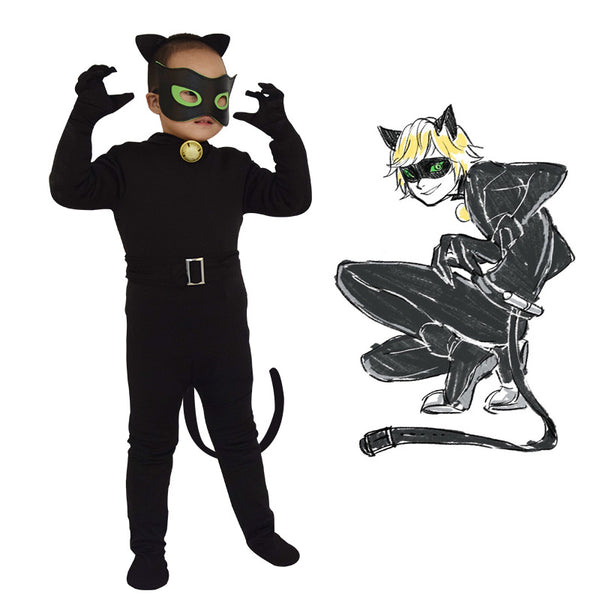 Kids Carnival Clothing Halloween Costumes Marinettes Black Cat Noir Cute Cosplay Costumes Kids Romper Cosplay Costume
