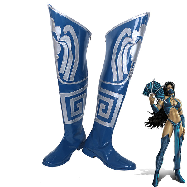 Mortal Blue Kombat 9 Kitana Cosplay Boots Women Shoes