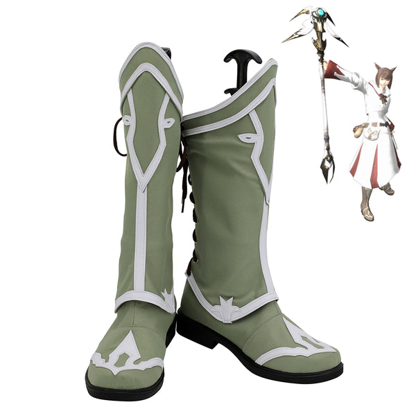 White Mage Shoes Final Cosplay Fantasy XIV FF14 Boots