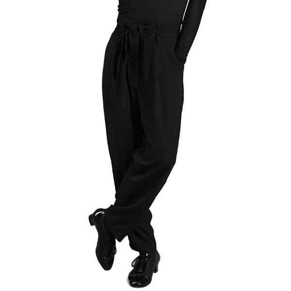 Men Latin Dance Pants Black Drawstring Trousers Chacha Samba Tango Latin Dance Clothes Ballroom Dancing Pants Dancewear SL4354