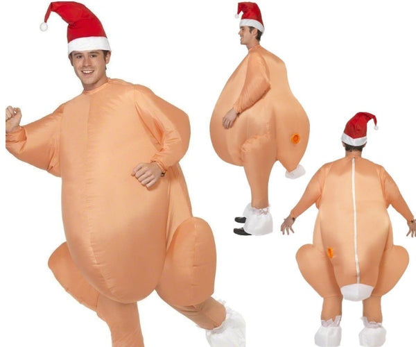 Aufblasbares Truthahn-Kostüm-Halloween-Huhn für Erwachsene Aufblasbares Weihnachtskostüm-Maskottchen-Cosplay-Kostüm-Kleidung