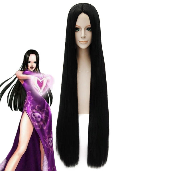 One Piece Boa Hancock 100cm Lonog Straight Cosplay Wigs for Women Female Anime Party Universal Synthetic Hair Wig Black