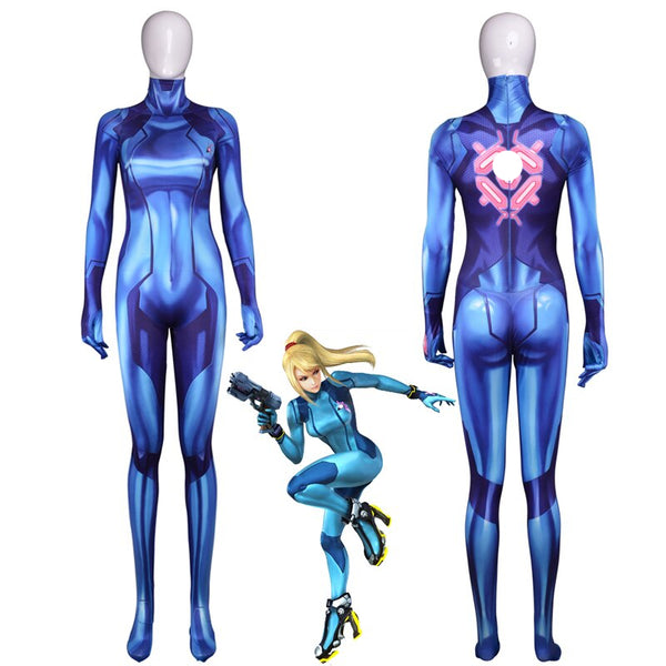 Game Samusus Aranan Printing Jumpsuits Halloween Cosplay Costume Unisex One Piece Fullbody Long Sleeve Zentai Suit Lycra Bodysuit