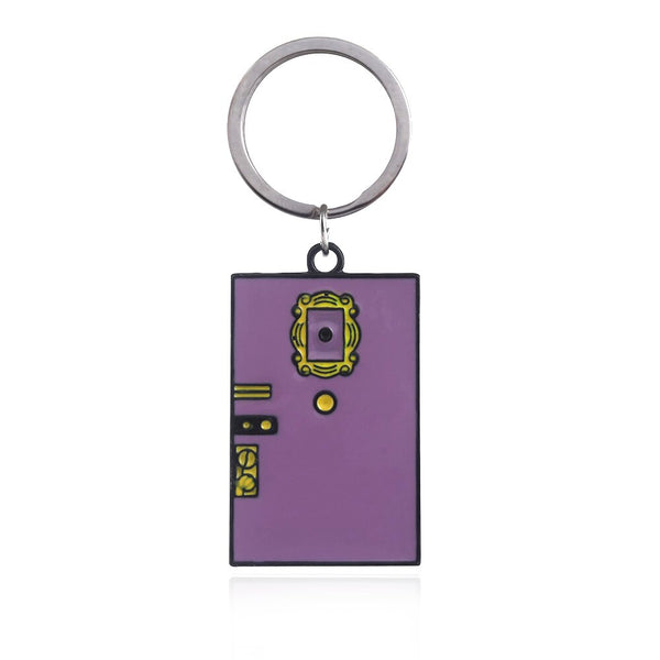 TV Friends Monica's Double Side Door Keychain Central Perk virtual Coffee shop Metal Enamel Key Chain for Friend jewelry Gift