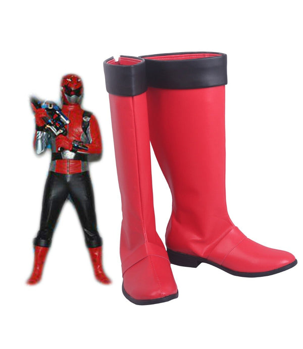 Tokumeiei Sentaiai GoBusterer Red a Busterr Cosplay Boots Red Shoes Custom Made Unisex