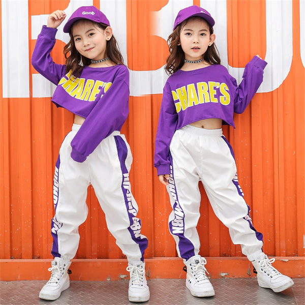 Kinderkleidung Mädchen 12 Jahre Hip Hop Jazz Dance Kostüm Kleidung für Mädchen Kid Cropped Sweatshirt Shirt Jogger Pants