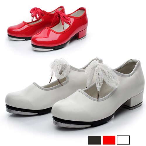 Black White Red Teenagers Kids Tap Dance Shoe Patent Leather Stepdames Shoes Teachers Stage Tap Dancing Shoes For Children Girls